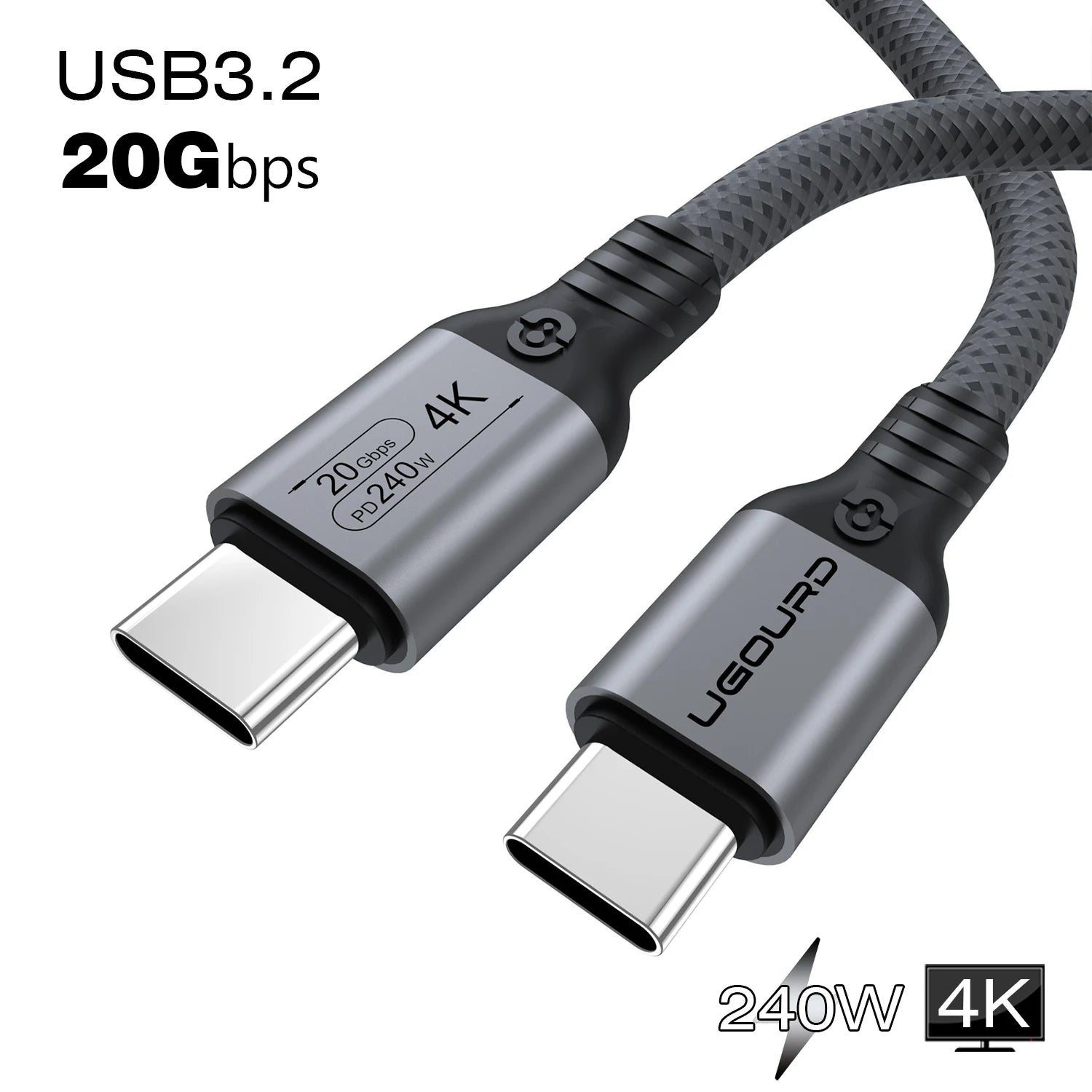 Full function 20Gbps Type C Cable USB3.2 gen2 *2 USB C 20G Data Transfer Cord USB 3 240W Fast Charge Cable 4K For Hub 0.2m 3m 5m