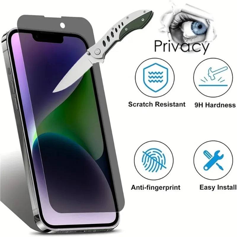 3PCS Privacy Screen Protector For iPhone 17 17e 16e 16 15 14 Pro Max Anti Spy Tempered Glass For iPhone 13 12 11 Privacy Film