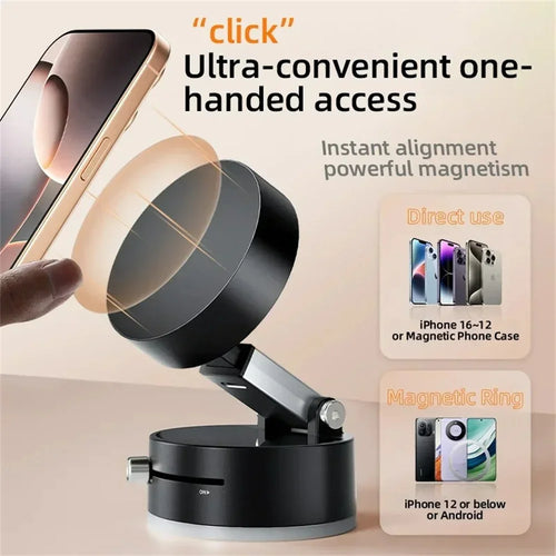 360° Rotation Vacuum Suction Cup Phone Holder Magnetic Lazy Multi-functional Phone Stand Foldable Holder For Selfies and Videos