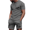 2026 Summer Men's Fashion Casual T-shirt Shorts Set Breathable Jogging Sports Two Piece Set Solid Color T-shirt Set