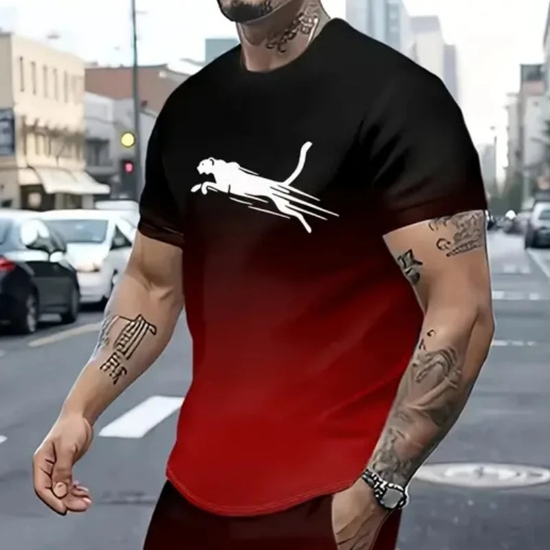 Animal Leopard 3d Print Sports Quick Dry Breathable Men T Shirt Street Casual Fashion Loose Fitness Running Short Sleeve Summer