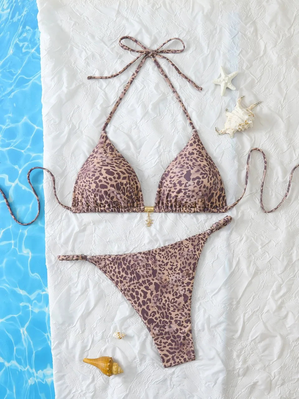 2026 Sexy Triangle Bikini Set Women Lace Up Swimwear Female Printed Swimsuit Beachwear Lady Bather Bathing Swimming Suit Summer
