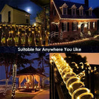 LED Solar Rope Tube Strip Light Outdoor Waterproof Fairy Light Strings Christmas Decor for Garden Lawn Tree Yard Fence Pathway