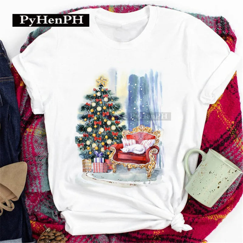 Merry Christmas T Shirt  Personalized and Exquisite Christmas Gift T-shirts and Clothes Women Clothing Aesthetic Clothes