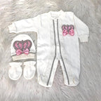 Baby Girl Coming Home Outfits Set Personalized Name Jewelry Crown Clothing Vintage Croche Infant Care Products Body Suit Pajamas