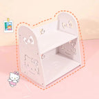 Hello Kitty 2-Tier Desktop Storage Shelf, Kawaii White Desk Organizer, Cute Makeup Stationery Display Rack for Woman Home Office