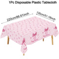 Pink Bow Tablecloth Birthday Party Decoration Favors Disposable Tablecloth Wedding 1st Birthday Party Supplies Table Decoration