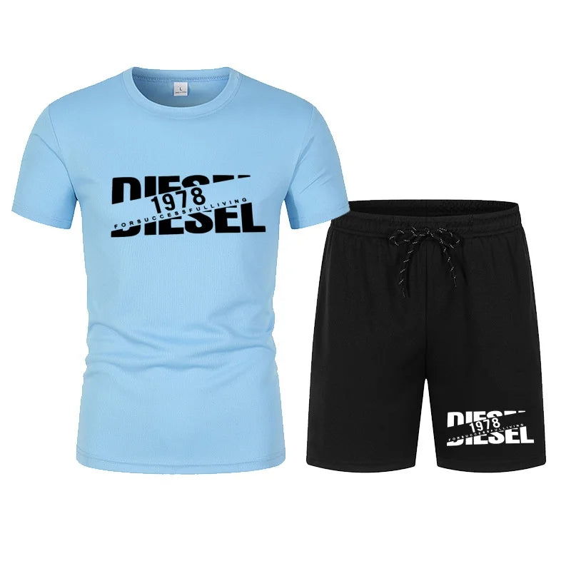 Men's two-piece sports suit round neck T-shirt and pants, basketball running sportswear 2026 summer new item