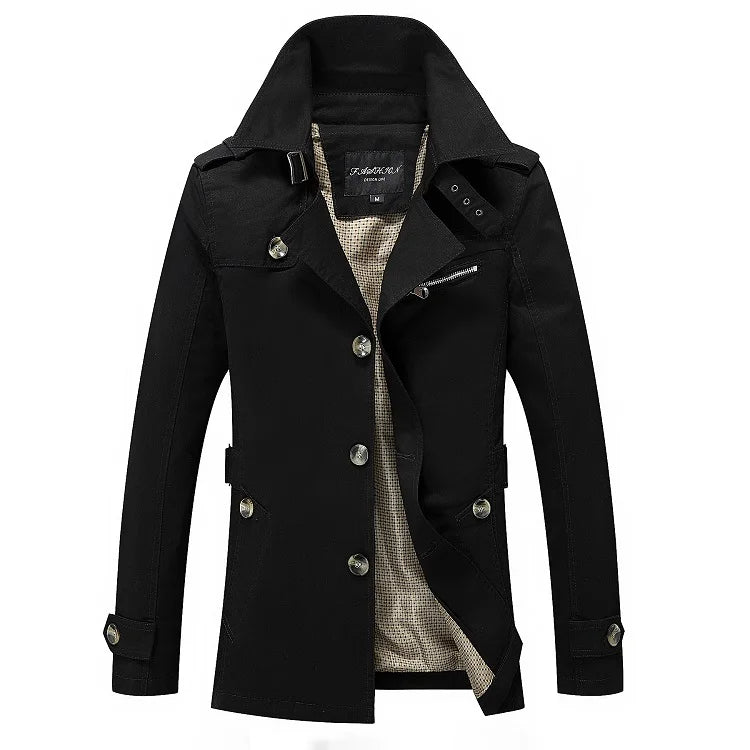 Fashion Men Trench Jackets Brand Casual Business Trench Coat Mens Leisure Overcoat Male Single Breasted Windbreakers Plus Size