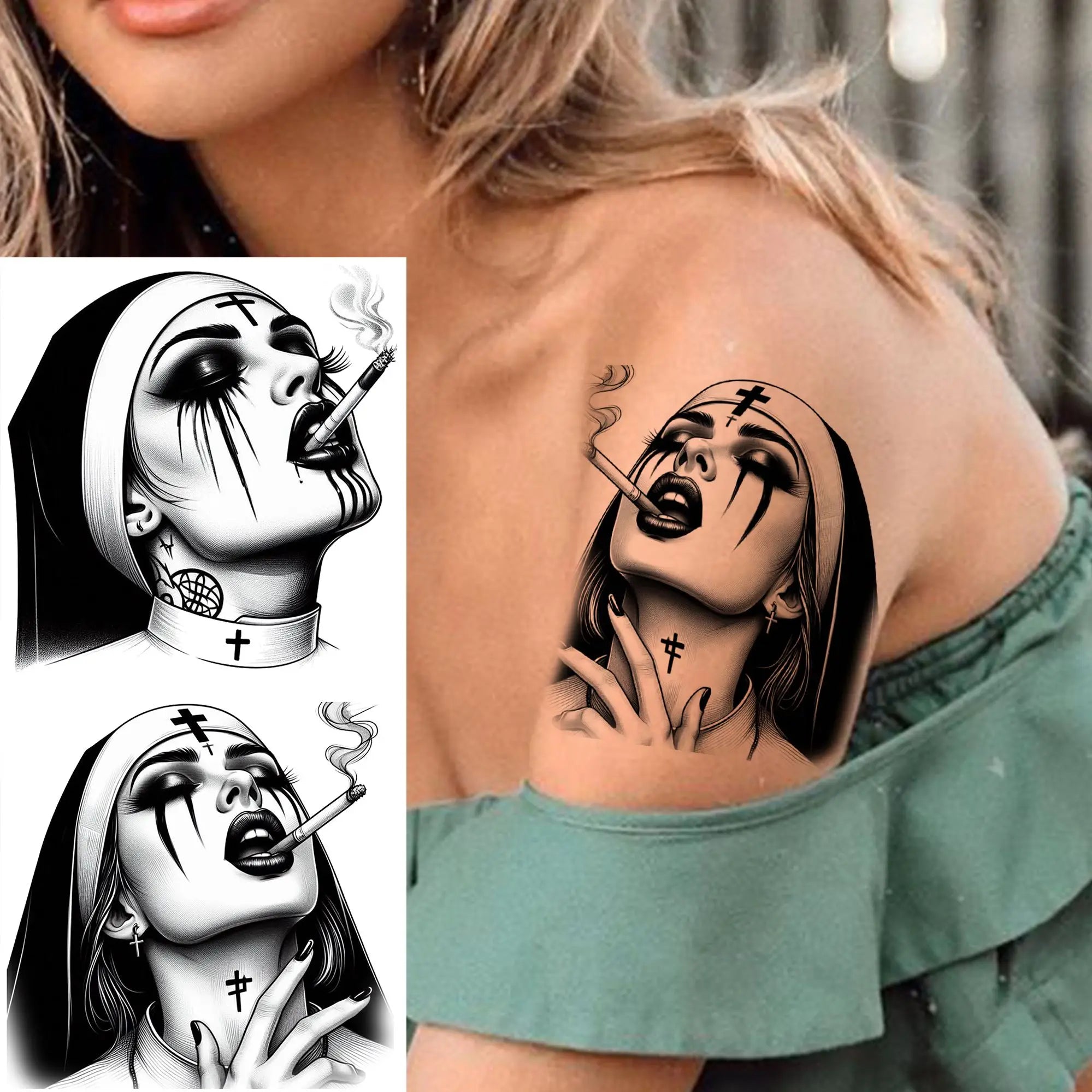1 Sheet Full Arm Robber Gangster Temporary Tattoos For Men Women Waterproof  Tatoo Sleeve Realistic Bad Guy Fake Tattoos Sticker