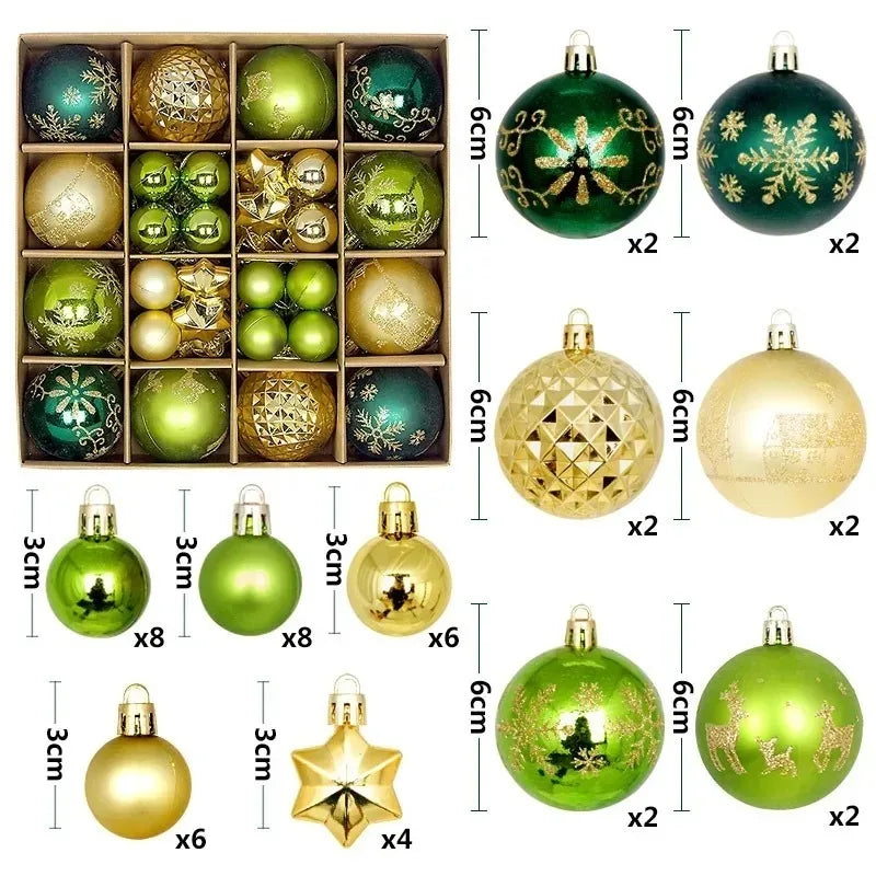 44Pcs 3/6CM Christmas Merry Balls Decoration Xmas Tree Hanging Ornament Party Home Room Decor Holiday Navidad New Year 2026 Gift