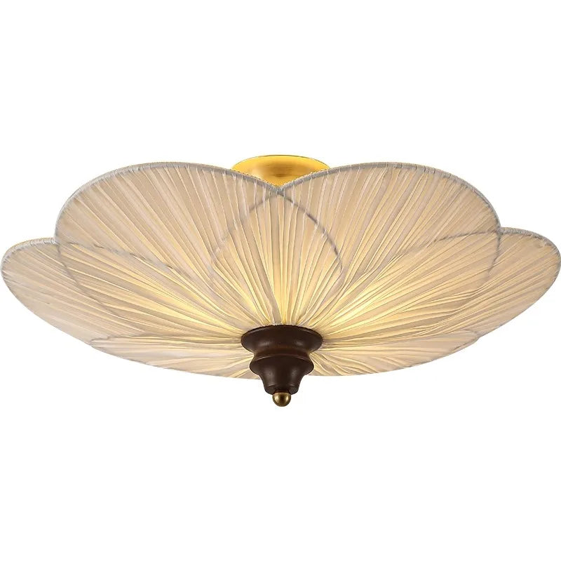 French Medieval Ceiling Lamp Cloth Lampshade Bedroom Plum Blossom Ceiling Lamp Wood American Retro Living Room Cloakroom Lamps