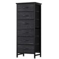 JHK Tall 6 Fabric Drawer Dresser  for Bedroom Wood Top and Metal Frame Skinny Chest of Drawers Narrow Storage Tower with Organization Furniture