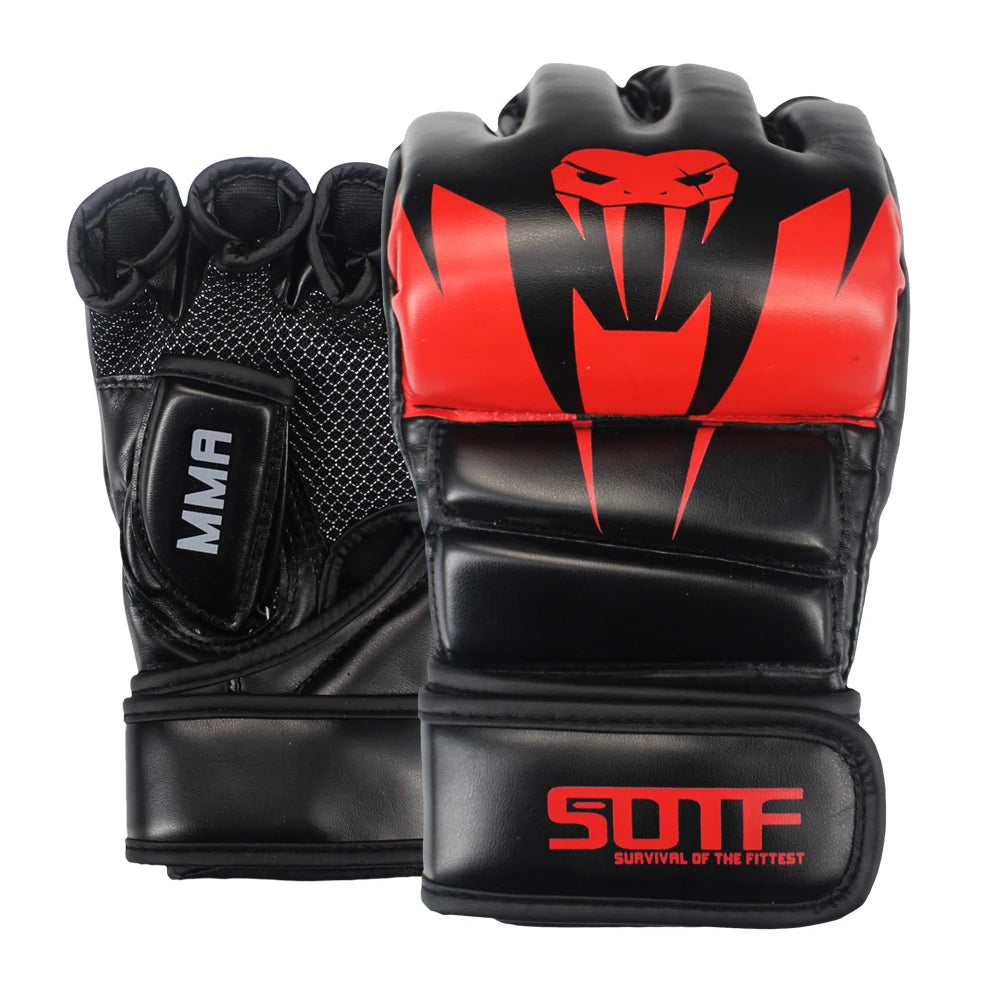 Unisex Sparring Punching Gloves Wear Resistant 3cm Thickened Punching Bag Gloves Fingerless for Boxing Kickboxing Muay Thai MMA