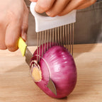 Effortlessly Slice Onions with this Colorful Onion Slicer Kitchen stainless steel potato chip onion holder for chopping assi