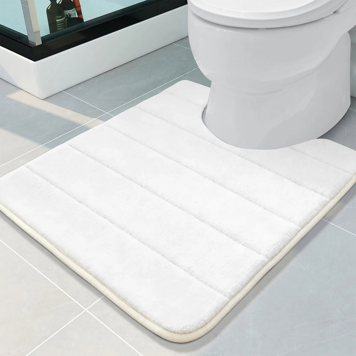 U-Shaped Toilet Mat Bathroom Mat Bathroom Carpet Bathroom Carpet Memory Foam/Chenille Bath Mat Anti-Skid Super Absorbent