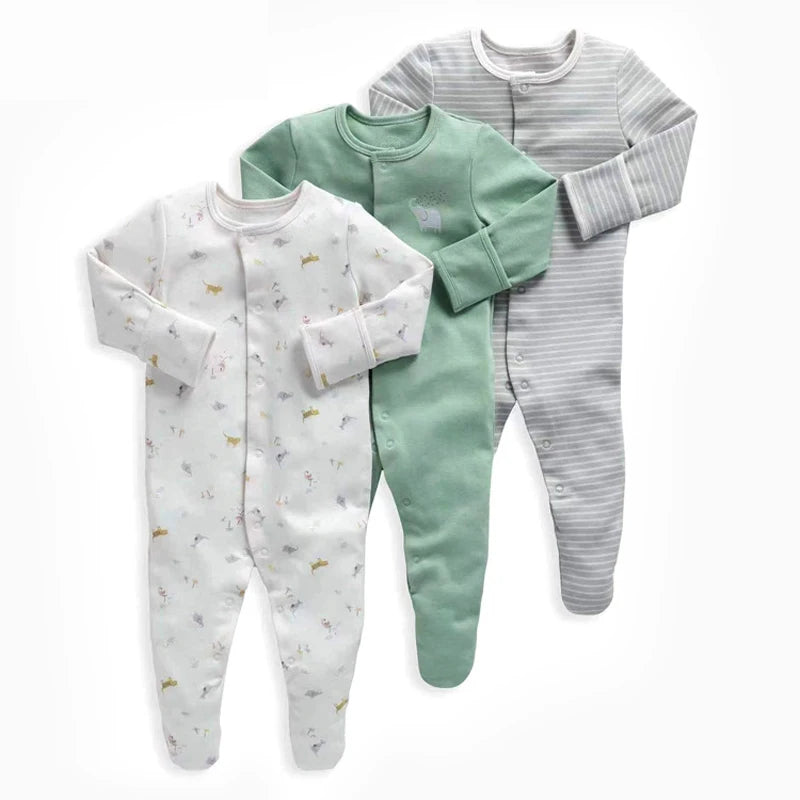 Brand Newborn Babies Clothes Infant Baby Boys Girls Romper Cotton Long Sleeve Pajamas Jumpsuit Toddler Clothes Outfits 3Pcs/Lot