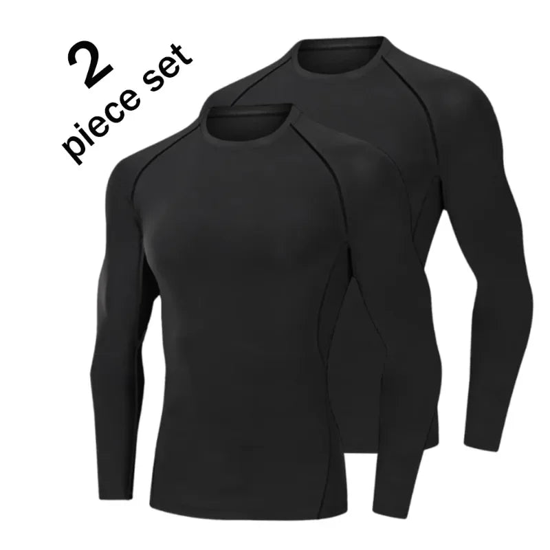 1/3 piece set of men's tight fitting sportswear, long sleeved fitness running top, cool and fast drying sports base shirt