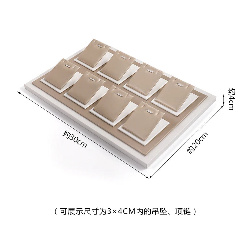Champagne Leather Jewelry Set for Earrings Rings Display Stand Storage Organizer for Fashion Women Bracelets Necklaces Tray