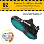 Steel Toe Safety Shoes for Men Lightweight Breathable Work Shoes Grey Anti-Smash Anti-Puncture Work Shoes Comfortable Durable