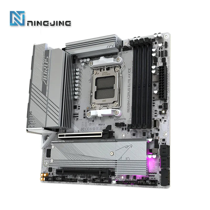 GIGABYTE New B650M AORUS ELITE AX ICE Micro-ATX AMD B650 DDR5 192GB DDR5 8000 (OC) MHz M.2 Wi-Fi 6E Socket AM5 Motherboard