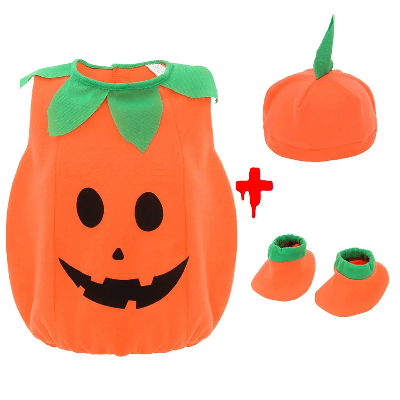 Baby Girls Boys Children Jumpsuit Halloween Pumpkin Costume Toddler Sleeveless Jumpsuit Newborn Autumn Winter Clothes