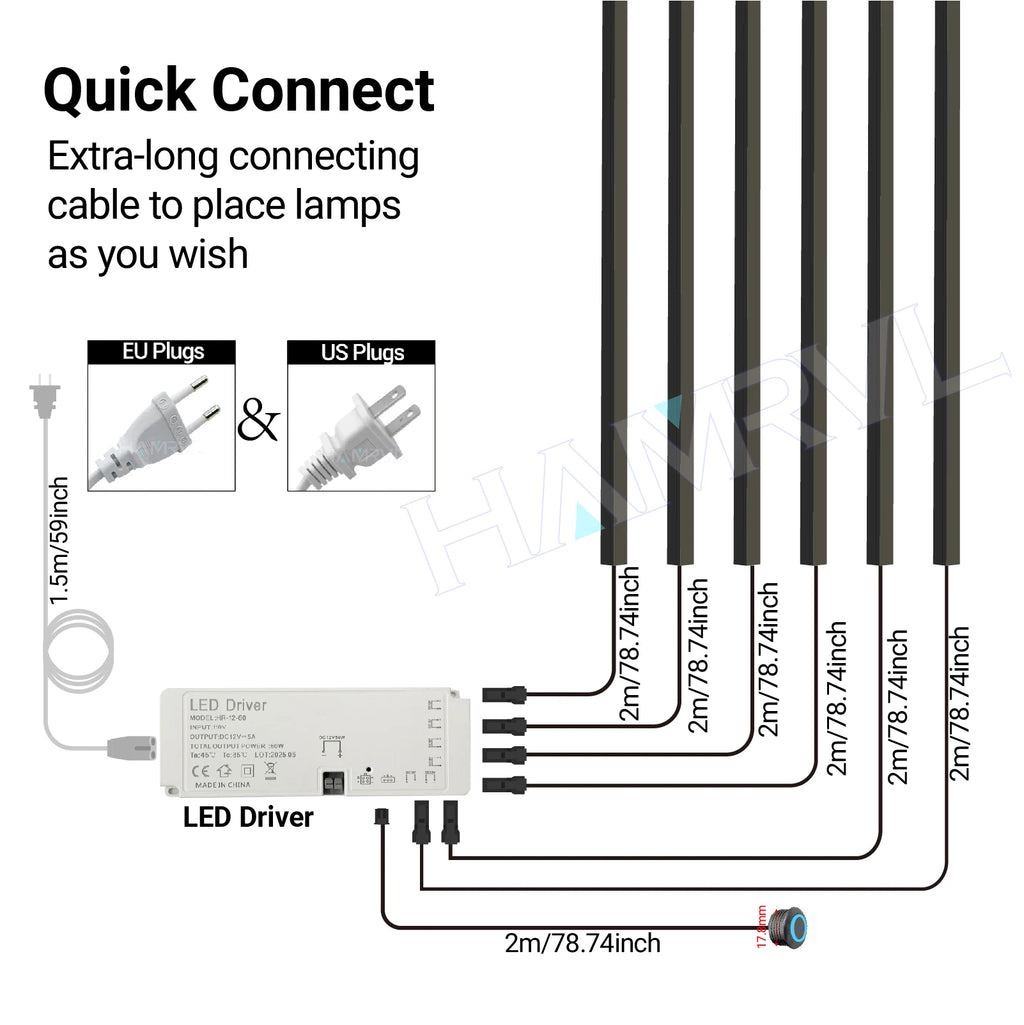 LED Recessed Lighting LED Strip Light for Wood Slat Wall Panel in Parallel with Touch Sensor, Self-Adhesive for Slat Wall Decor