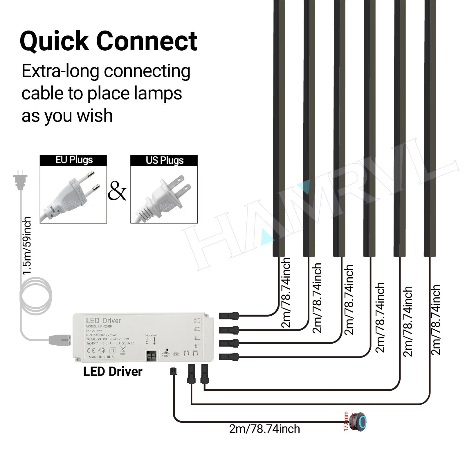LED Recessed Lighting LED Strip Light for Wood Slat Wall Panel in Parallel with Touch Sensor, Self-Adhesive for Slat Wall Decor