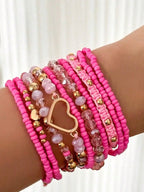 1 set of new Valentine's Day stacked rice bead love bracelet set suitable for gift giving