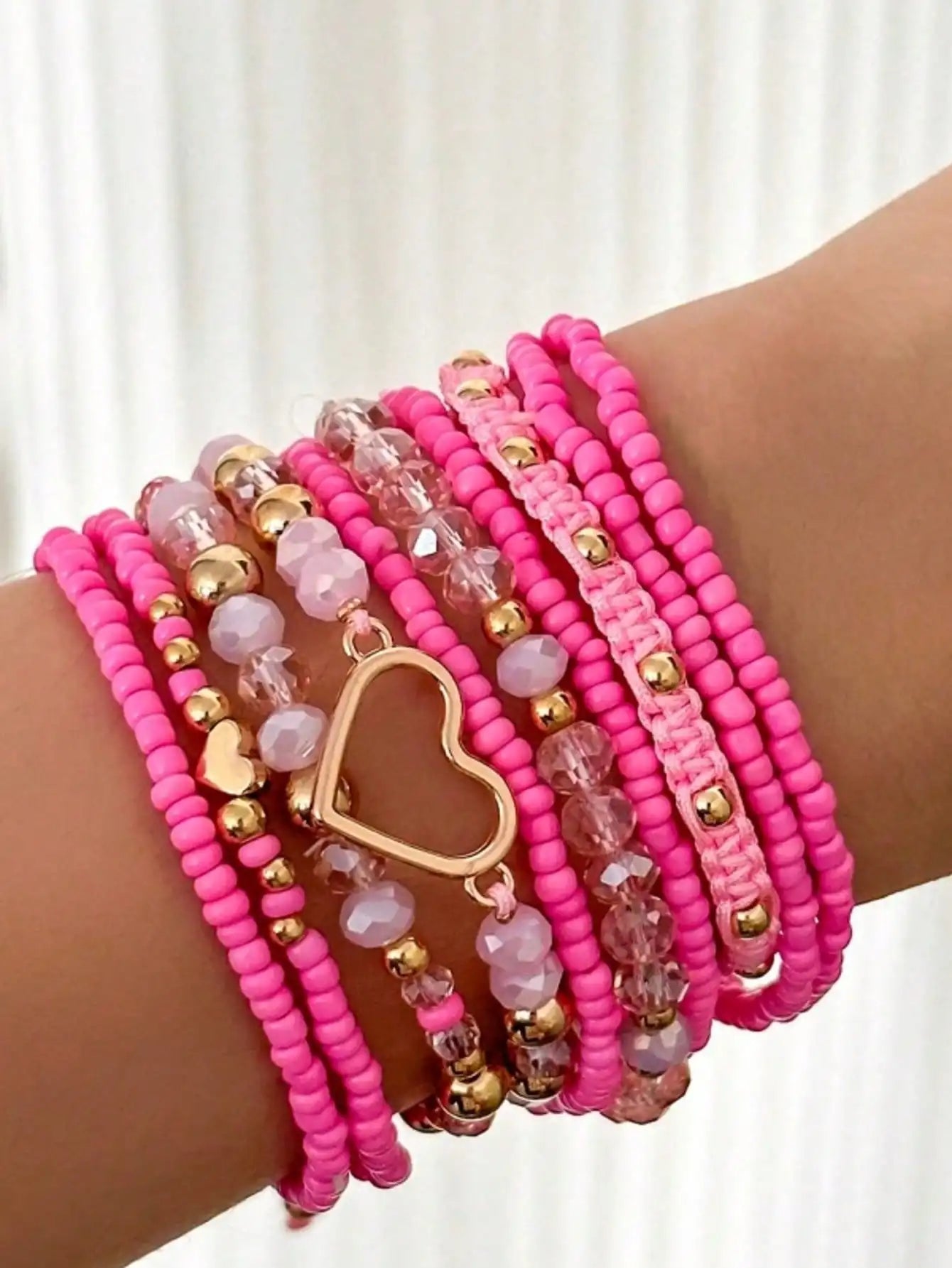 1 set of new Valentine's Day stacked rice bead love bracelet set suitable for gift giving