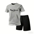 New summer fitness sportswear for men short-sleeved T-shirt and shorts two-piece set breathable and quick-drying casual wear