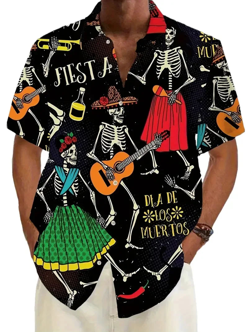 New Halloween Series 3D Printed Casual Pumpkin Short Sleeved Shirt for Men Beach Wear Summer Clothing
