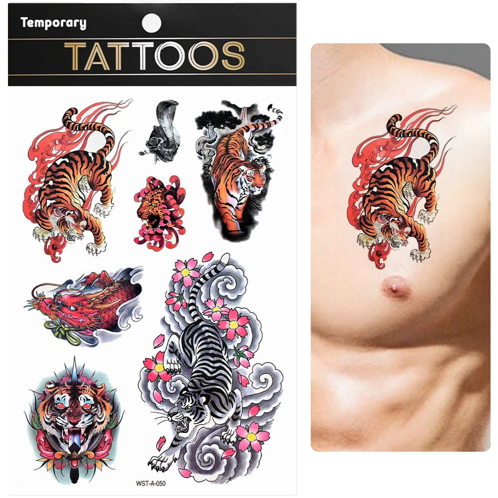 Waterproof Colourful Temporary Tattoos Sticker  Scorpion Butterfly Transfer Fake Tatoo Men Women Body Arm Fake Tattoo Stickers