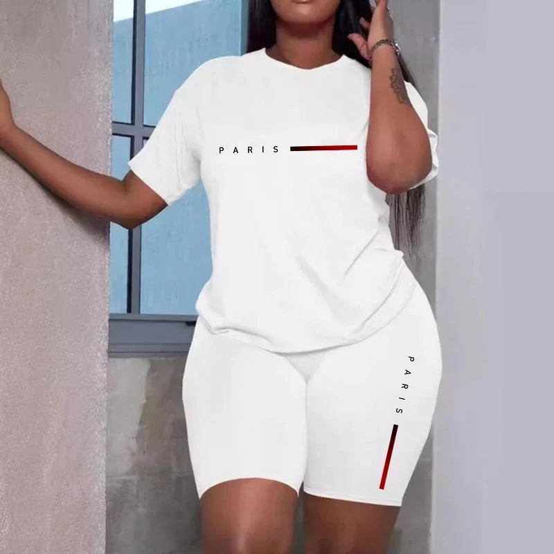 2026 Summer Two Piece Set for Women T-Shirts and Shorts Ladies Casual O-Neck Pullover Short Sleeve T-Shirt Casual Tracksuit