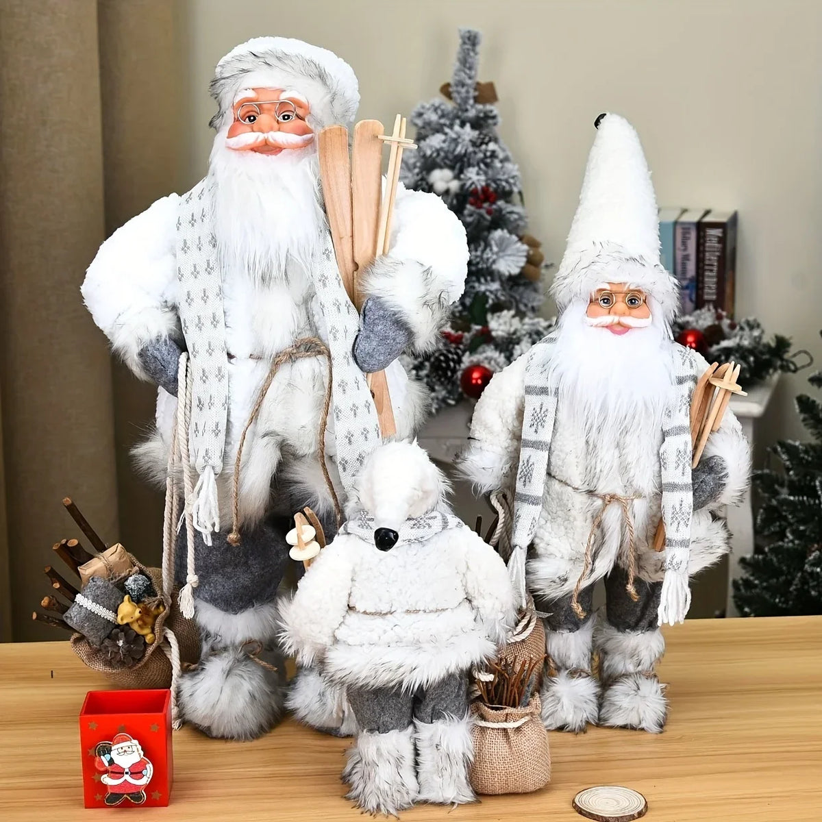Blue and white Santa Claus, Christmas gifts New Year gifts Birthday gifts, home furnishings, window decorations