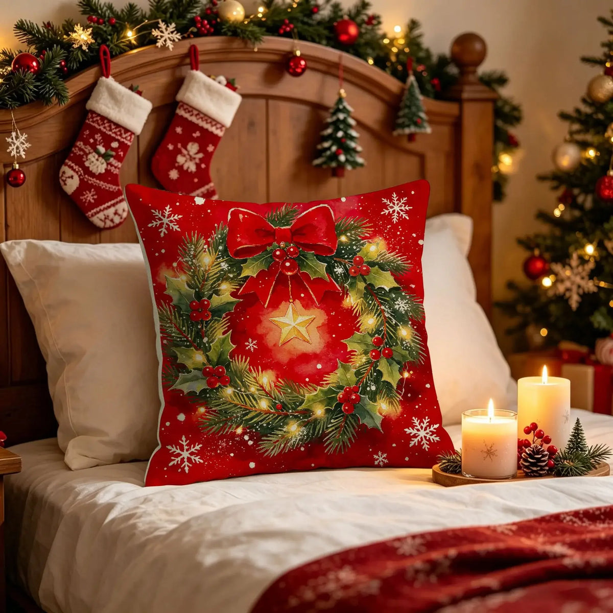 2026 Christmas Pillowcase Grey Red Cartoon Santa Snowman Elk Sofa Cushion Cover Home Bed Car Decor Merry Christmas 45cm X 45cm