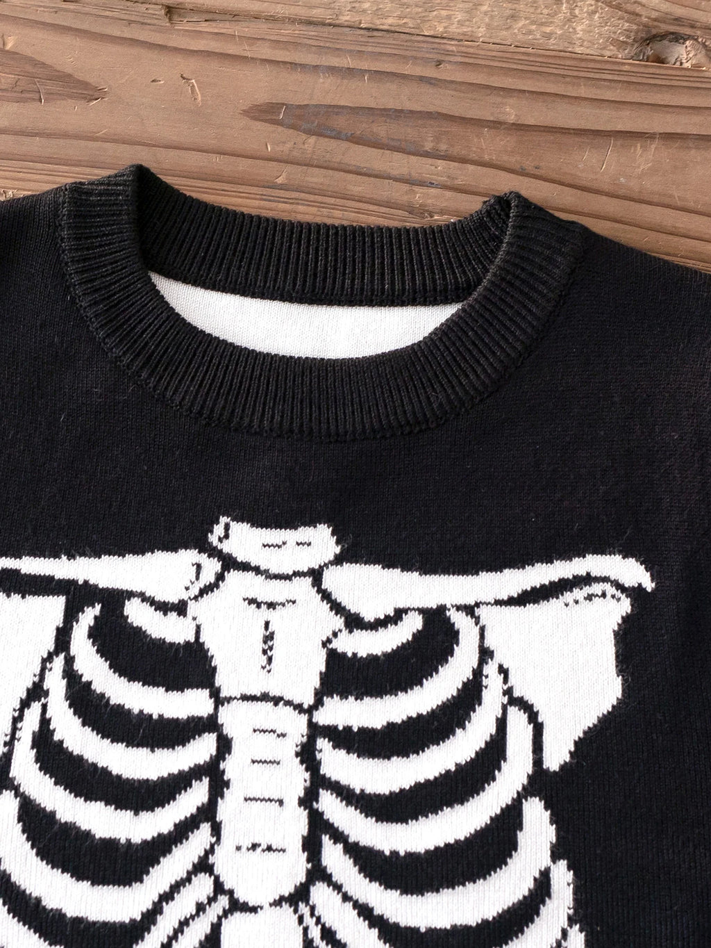 Boys and Boys Street Style Halloween Skeleton Pattern Sweater Knitted Pullover Suitable for Ha