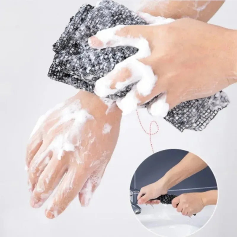 1PC New Japanese-style Exfoliating Washcloth – Household Bath Scrubber, Unisex Long Bath Mitt for Foaming and Back Cleansing