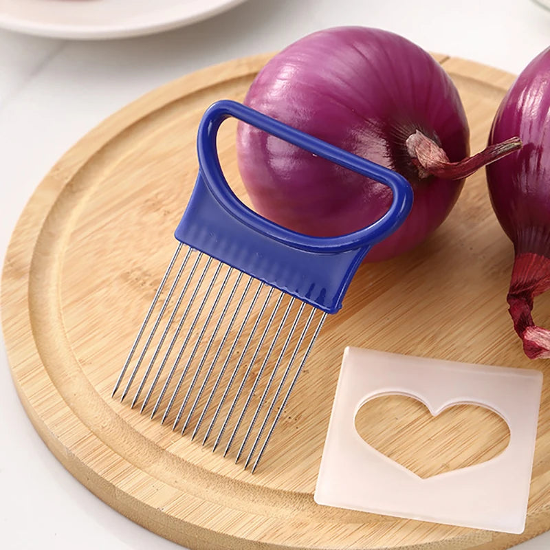 Effortlessly Slice Onions with this Colorful Onion Slicer Kitchen stainless steel potato chip onion holder for chopping assi