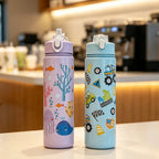 750ml Dinosaur Water Bottle For Kids Water Sippy Cup With Silicone Straw Leakproof Plastic Water Bottles Summer Kids Water Cup