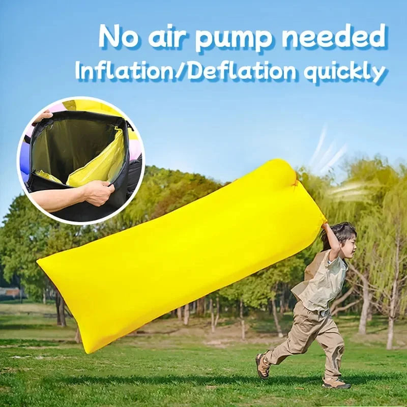 Portable Multicolor Inflatable Lazy Sofa, Fold‑Up Air Sofa Bed for Outdoor Beach Camping Single Size Relax Lounger