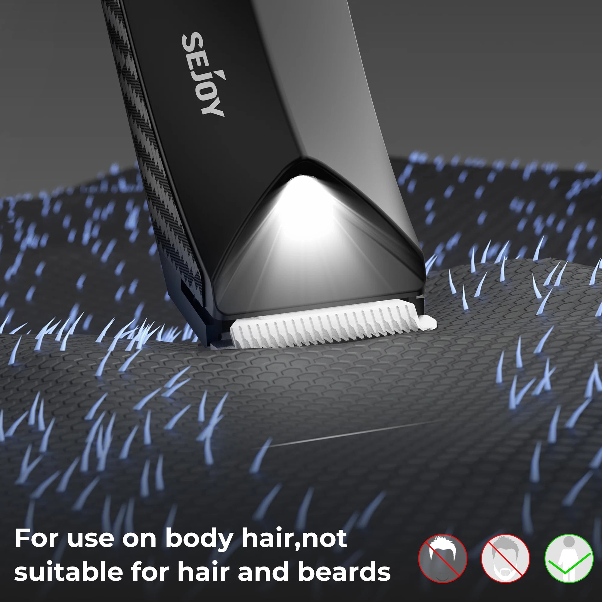 Sejoy Body Hair Trimmer for Men, Electric Groin & Body Groomer for Pubic Hair, Chest, Legs & Underarms, Waterproof & Rechargeable Hair Cutting Kits