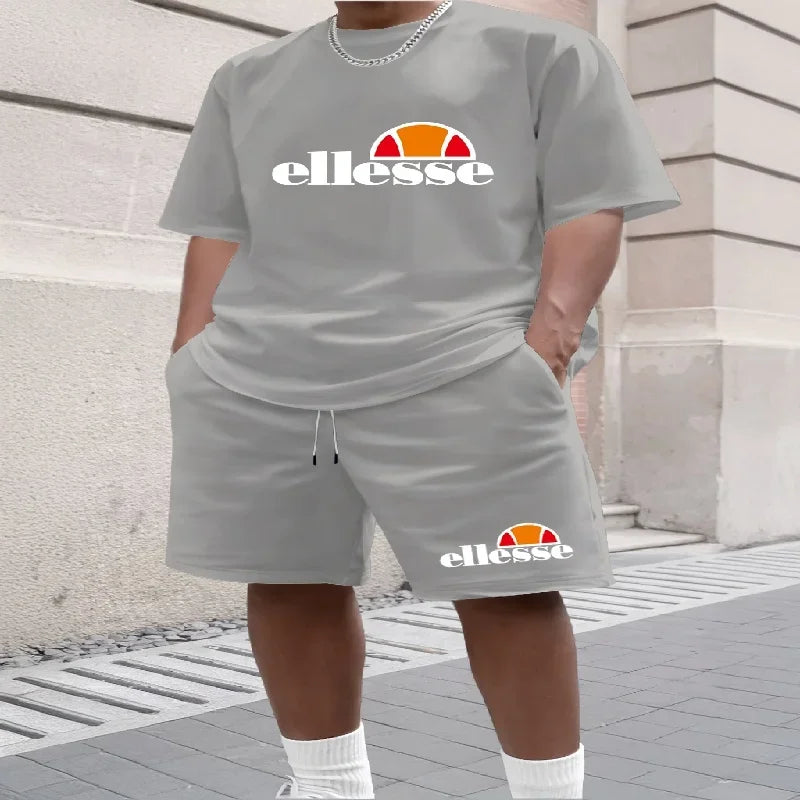 New men's summer short sleeved T-shirt set fashion two-piece sportswear casual shorts sportswear men's sportswear set