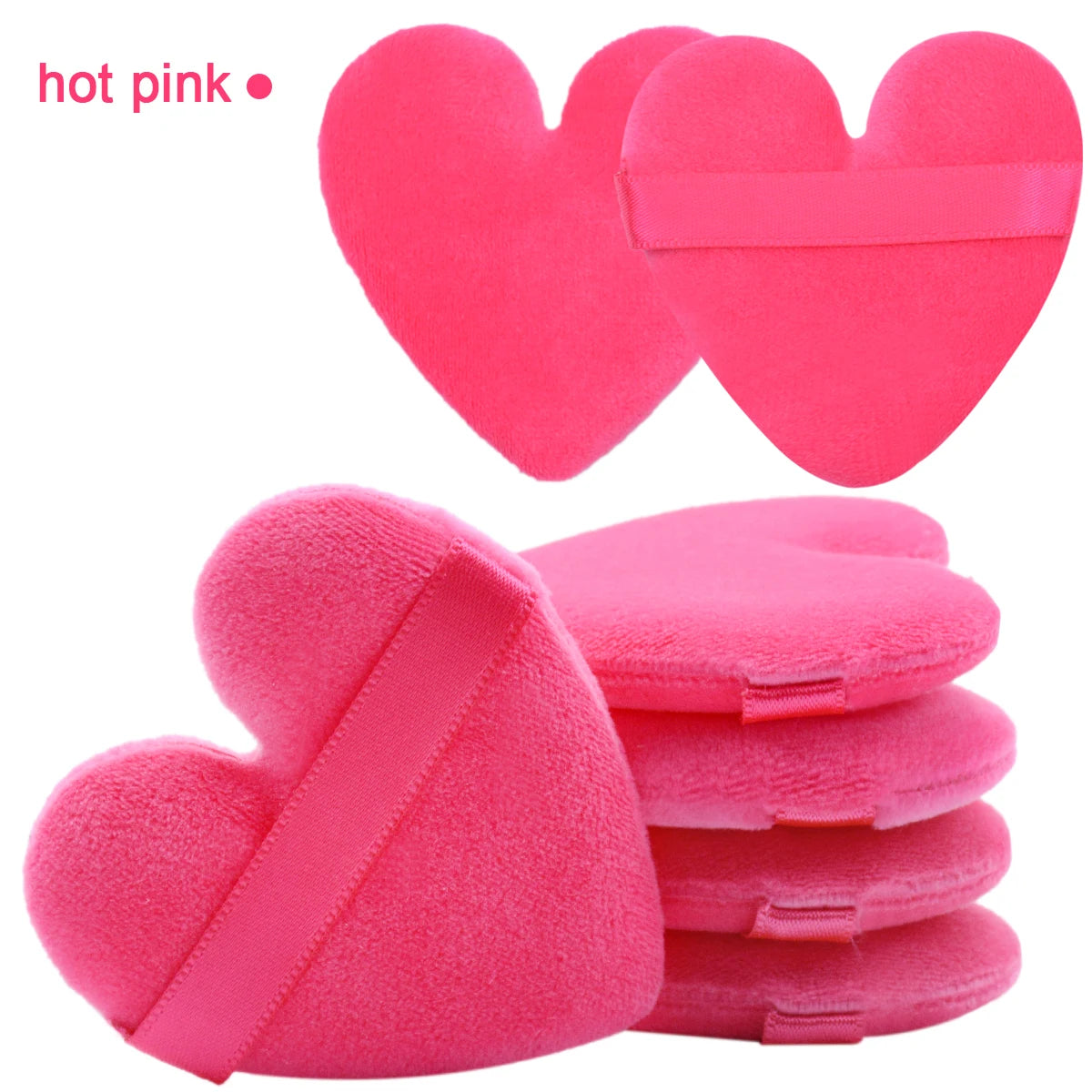 7Pcs Dual-use Makeup Powder Puff Super Soft Velvet Cosmetic Sponges Heart Shape Puffs For Contouring, Eye Corners Air Cushion