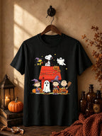 Halloween Snoopy Pumpkin Print Summer Short Sleeve T Shirt Unisex Adult Kids Casual Outfit For Boys Girls Summer Daily Wear