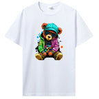 Teddy Bear Playing Badminton T-shirt Cotton Clothing Tops Graphics Kawaii Men Women Short Sleeve Print TShirt Tees