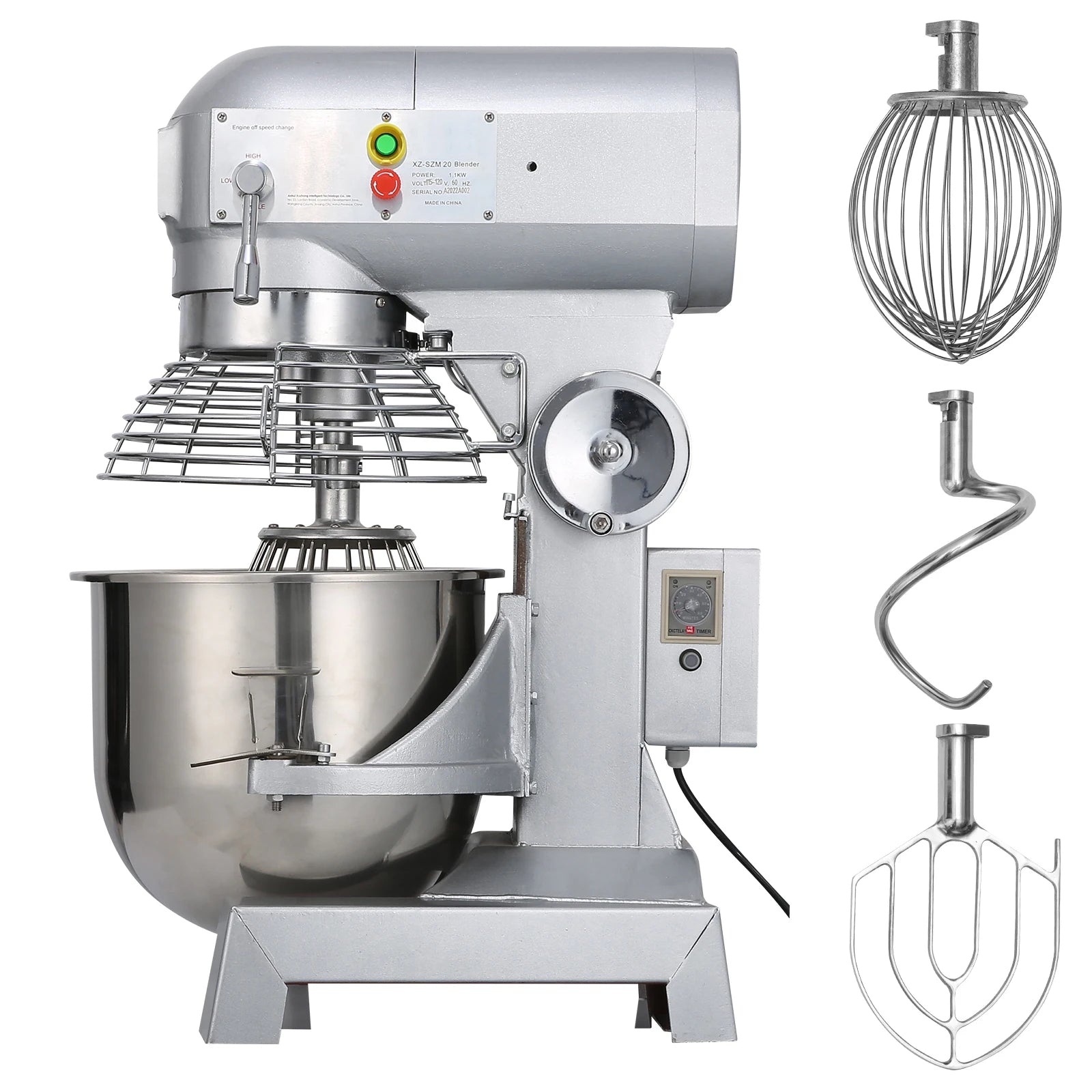 SucceBuy Electric Dough Machine 10/15/20/30L Stainless Steel Commercial Cream Egg Whisk Mixer Processor Food Stand Blender