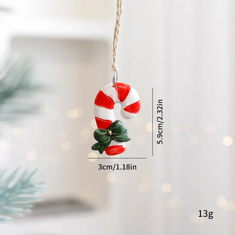 2026 Xmas Tree Pendant Cartoon Painted Santa Claus Elk Bear Christmas Stocking Resin Pendant Christmas Party Decorations 1pc