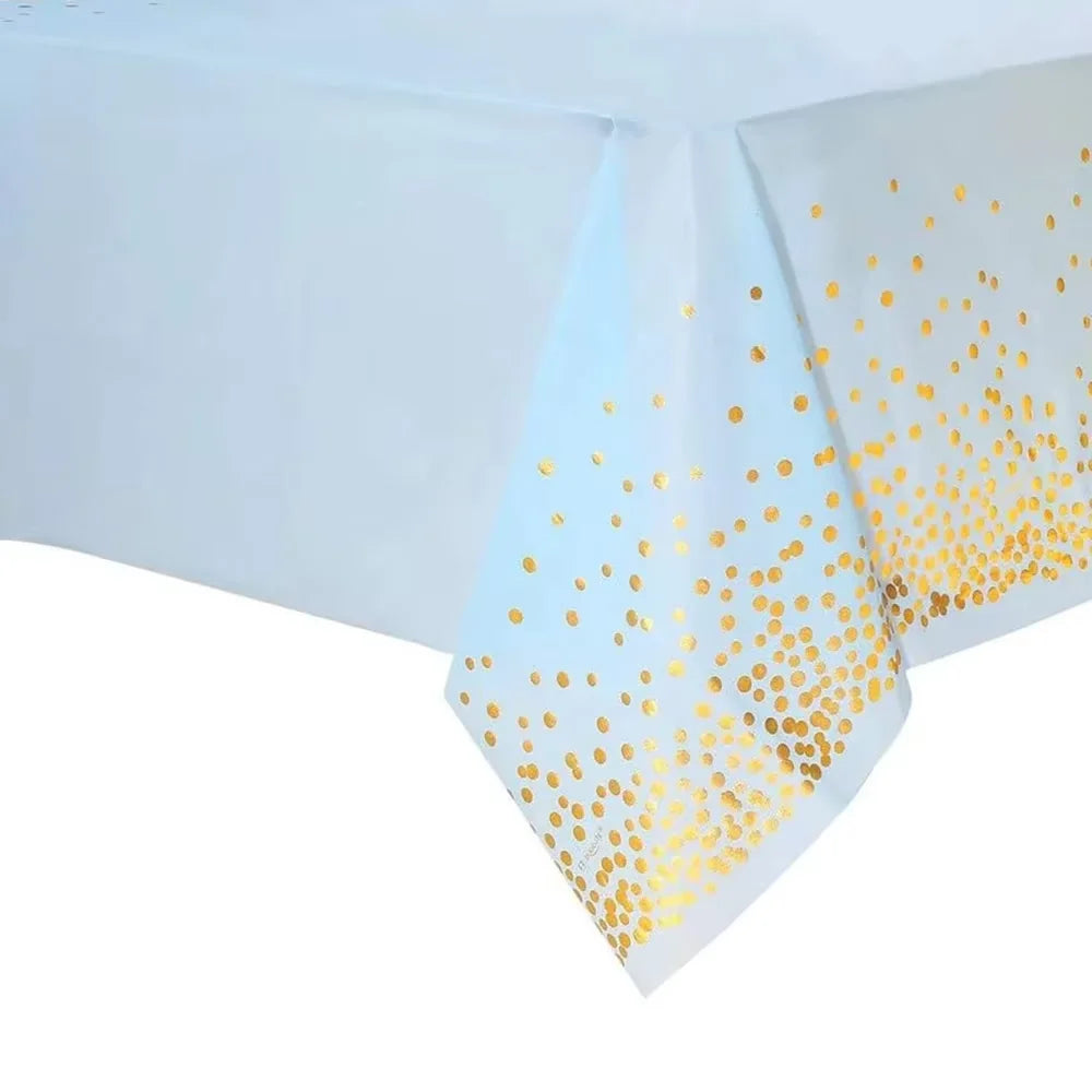 Pink Blue Gold Dot Plastic Tablecloth 54x108inch Rectangle Table Cover Disposable Table Cloth Baby Shower Birthday Party Decor