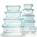 Glass Food Storage Containers Modern Sleek 24 Pcs Set Clear Glass With Light Blue Airtight Snap Lids Leakproof Microwave Oven Safe For Meal Prep Lunch Fruit Pantry Kitchen Storage Housewarming Gift